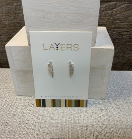 Silver Feather Layers Earring