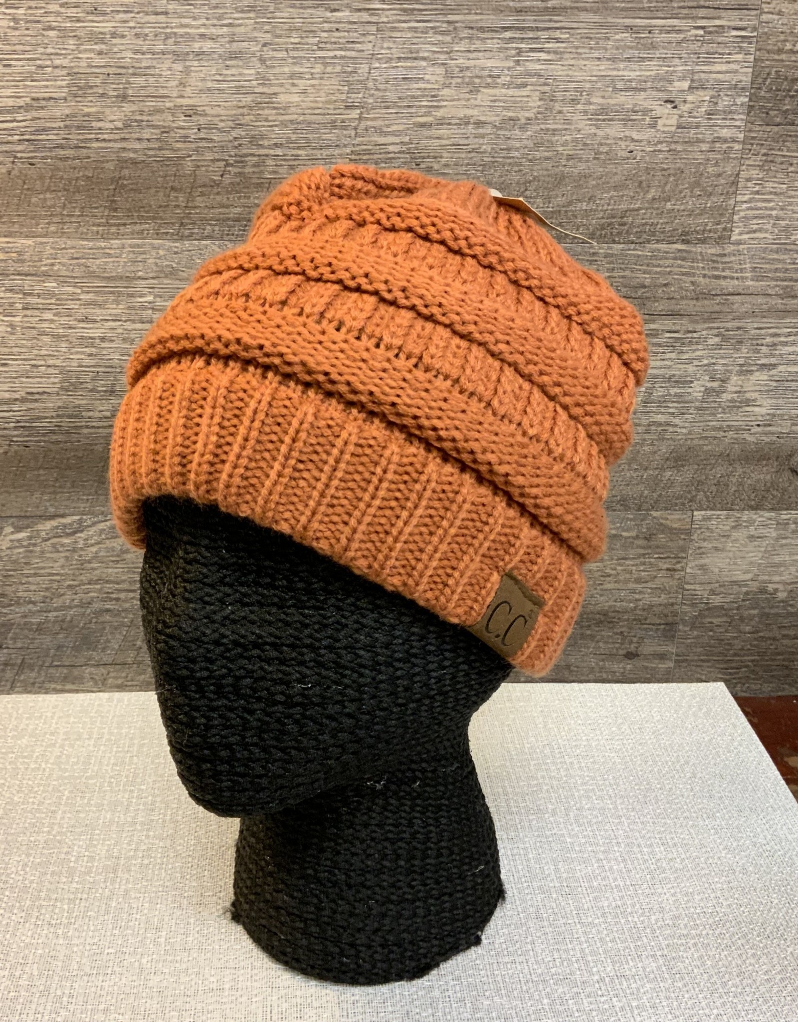 Rust Knit Hat - One Size