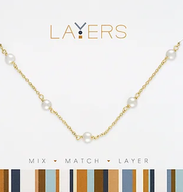 - Gold Multi Pearl Layers Necklace