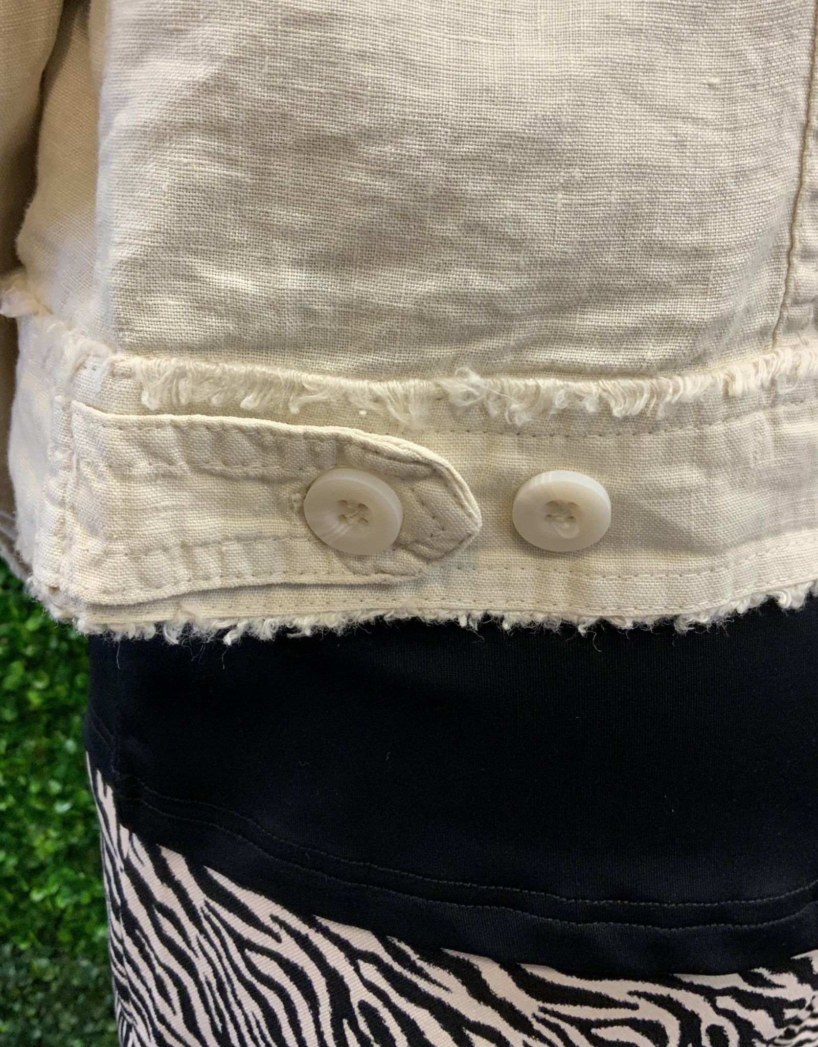 Lulu B Stone Button-Down Linen Jacket w/Fray Hem