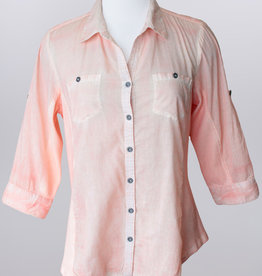 Peach Button-Up Blouse 3/4 Sleeve