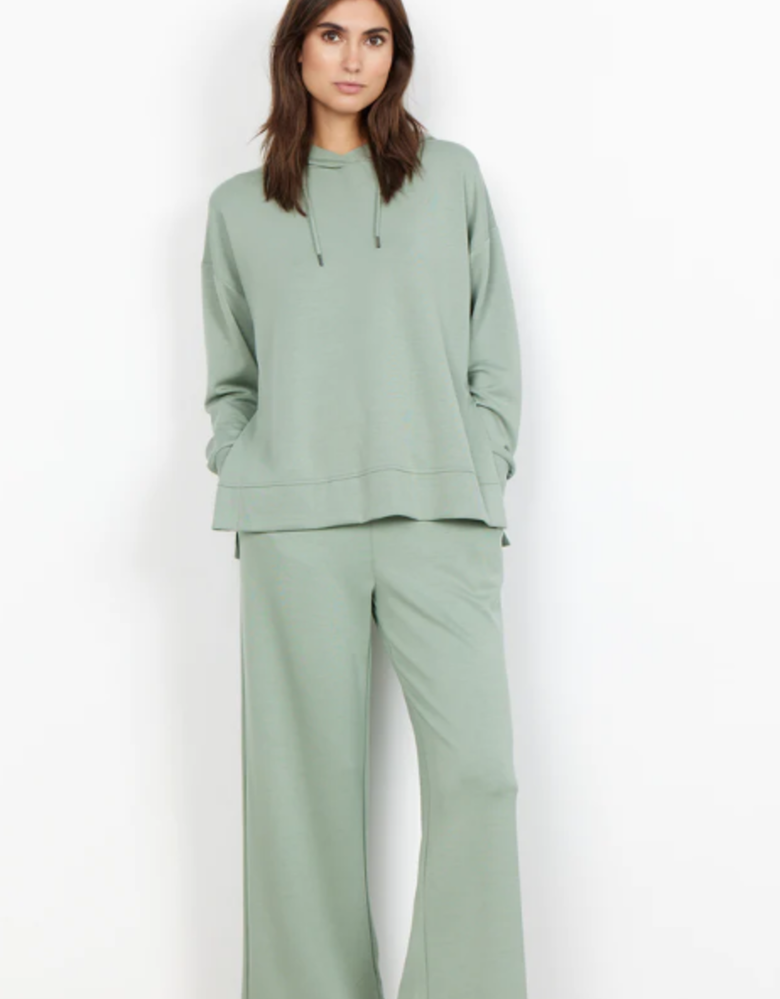 - Moss Green Hooded Long Sleeve Sweatshirt w/Side Slits