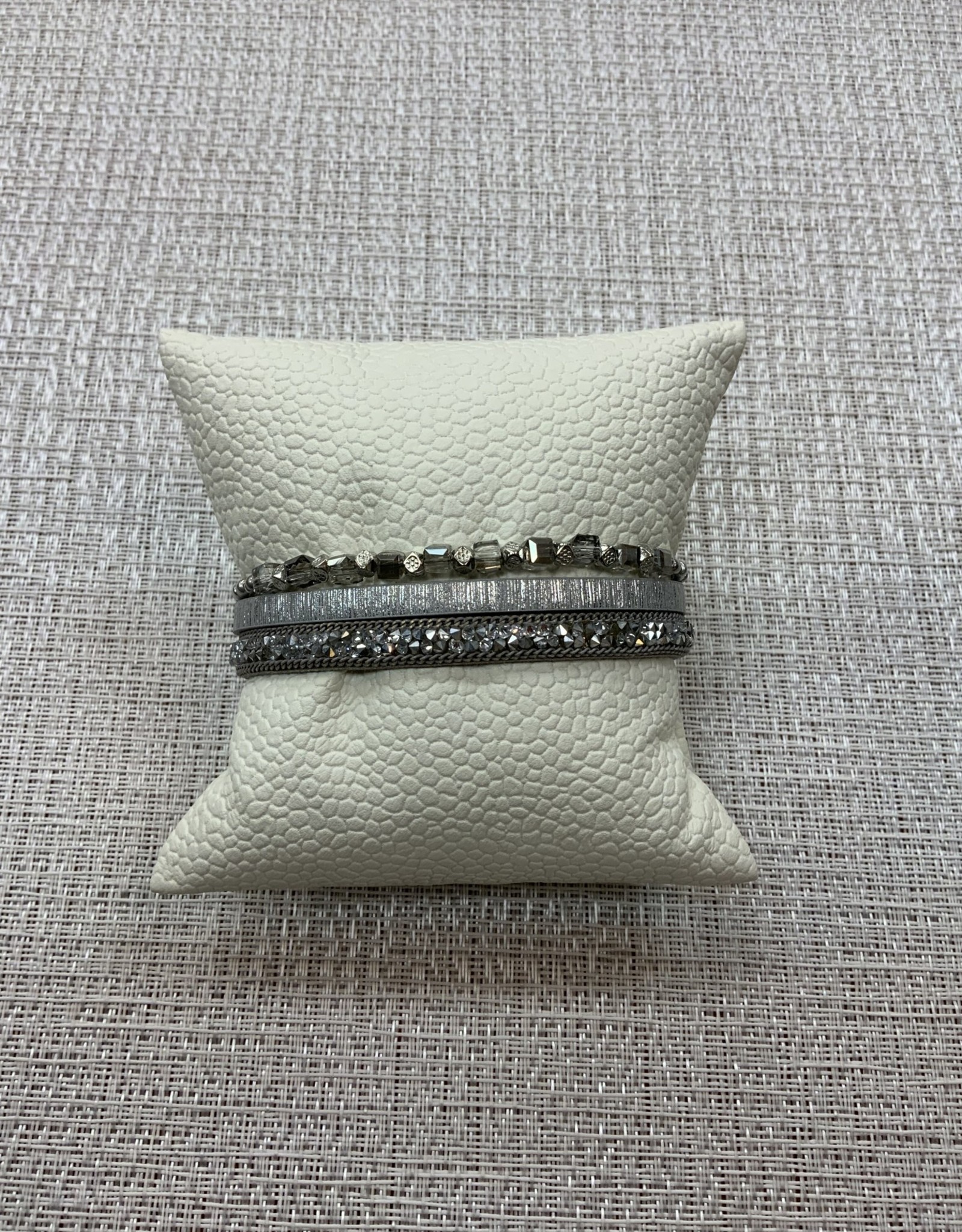 - Square Crystals w/Silver Metal Multi Strand Magnetic Bracelet