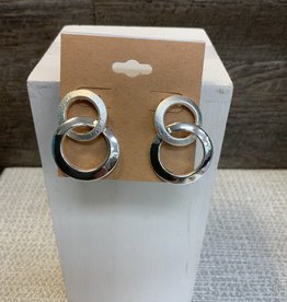 - Brushed Silver/Silver Interlocked Circles Post Earring