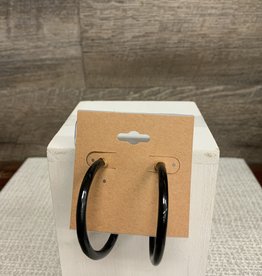 - Black Hoop Post Earring