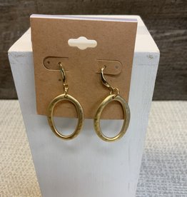 - Brushed Gold Twisted Oval Shape Wire Earring