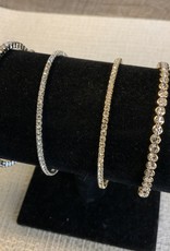 Crystal Slip-On Bracelet - Silver w/ Lg Stones