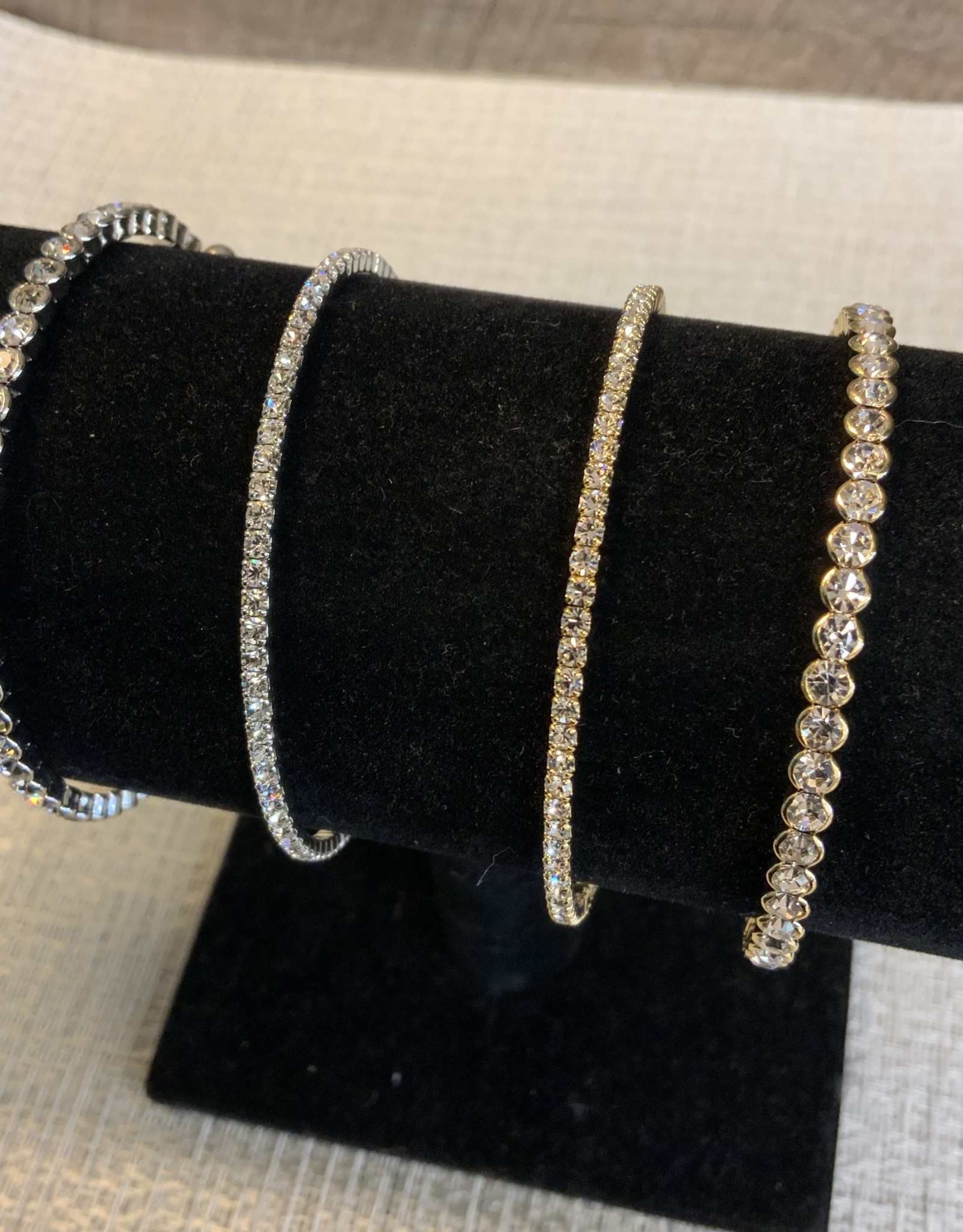 Crystal Slip-On Bracelet - Silver w/ Lg Stones