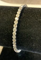 Crystal Slip-On Bracelet - Silver w/ Lg Stones