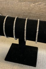 Crystal Slip-On Bracelet - Silver w/ Lg Stones