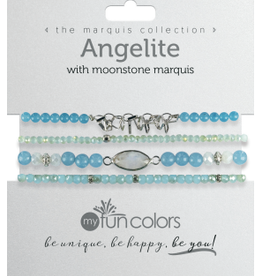 Angelite w/Moonstone 4 pc Stretch Bracelet Set