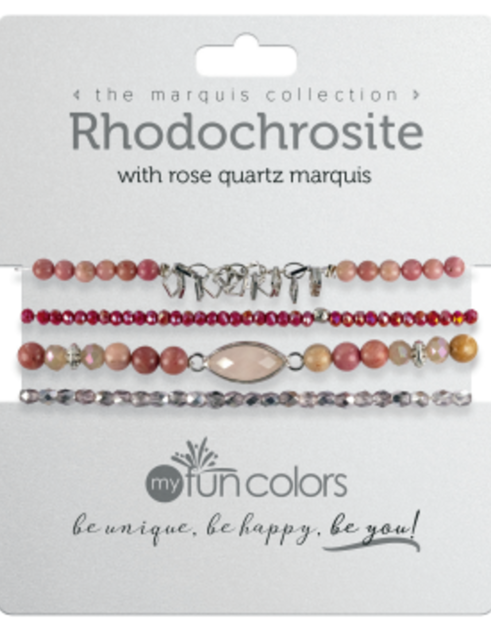 Rhodochrosite w/Rose Quartz 4 pc Stretch Bracelet Set
