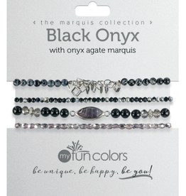 Black Onyx w/Onyx Agate 4 pc Stretch Bracelet Set