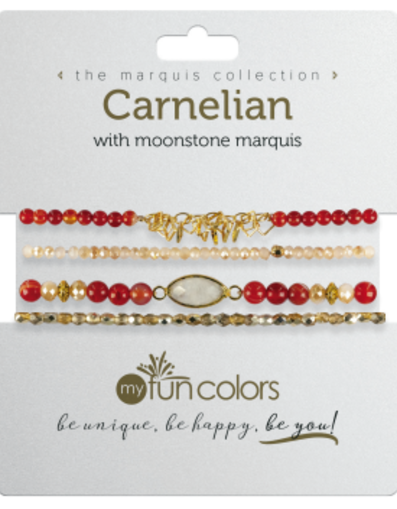 Carnelian w/Moonstone 4 pc Stretch Bracelet Set