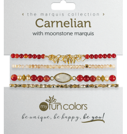 Carnelian w/Moonstone 4 pc Stretch Bracelet Set