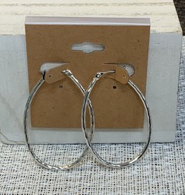Hammered Silver Oval Post Earring