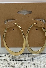 Gold  Oval Flattened Post Earring
