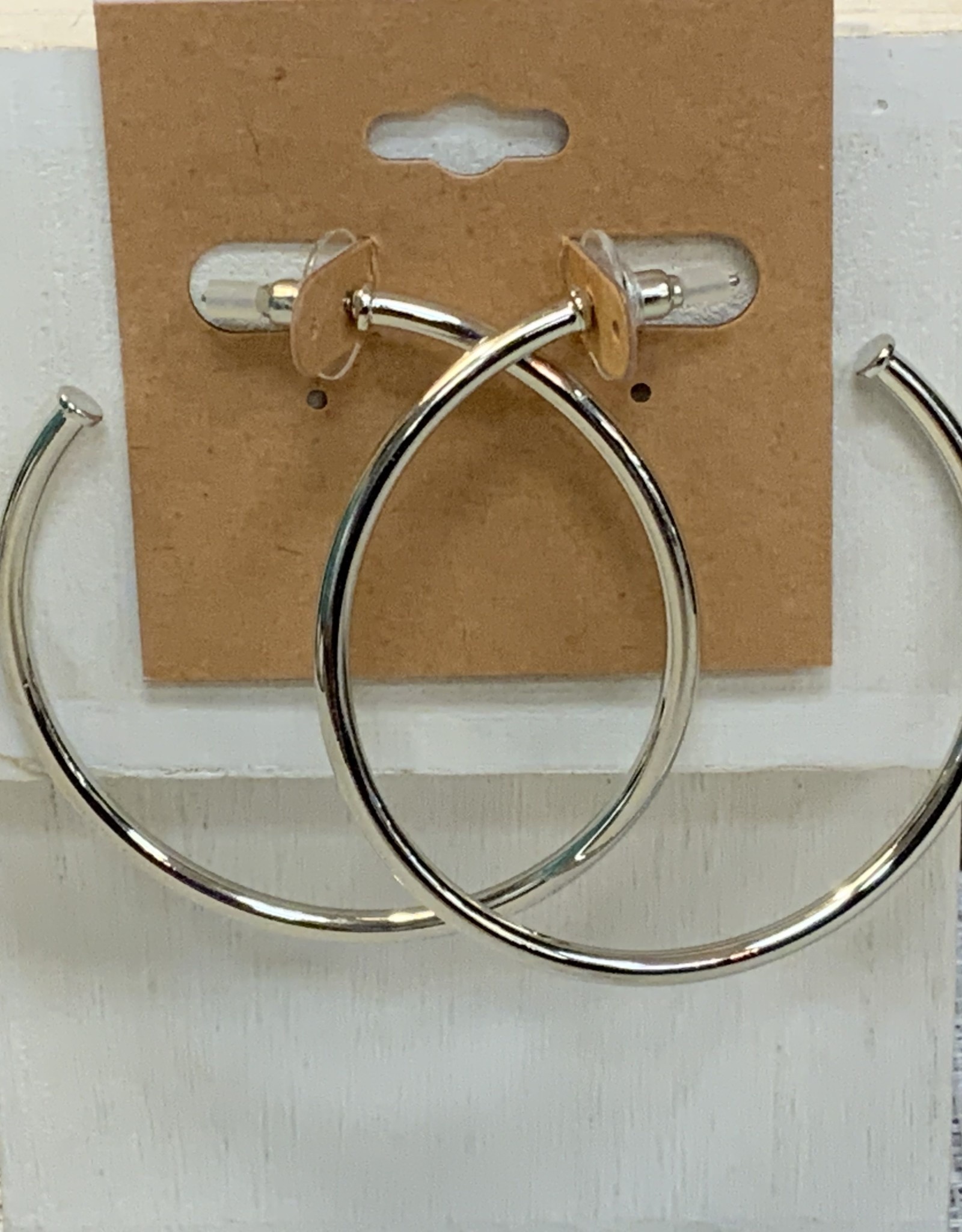 Silver Open Hoop Post Earring