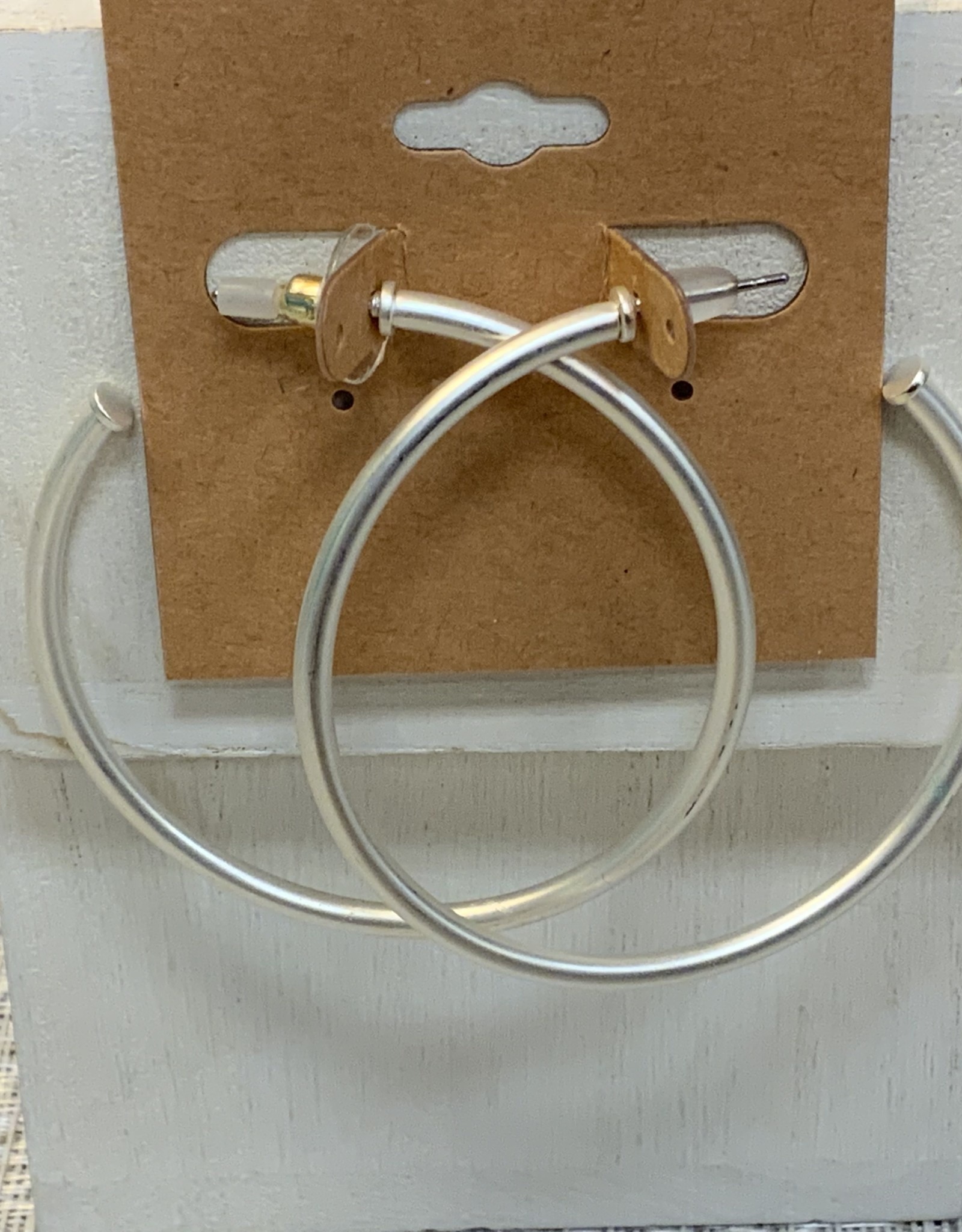 Muted Silver Open Hoop Post Earring