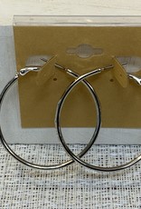 Silver Hoop w/Beveled Edges Post Earring