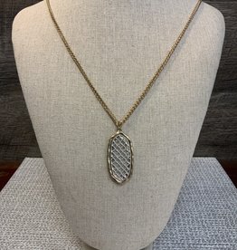 Gold w/Silver Weaved Medallion Chain Necklace