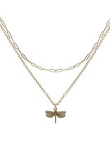Gold 2-Piece Chain w/Dragonfly Charm Necklace Set