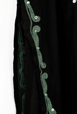 - Black w/Green Bling Embroidery & Side Slits  Kaftan Dress