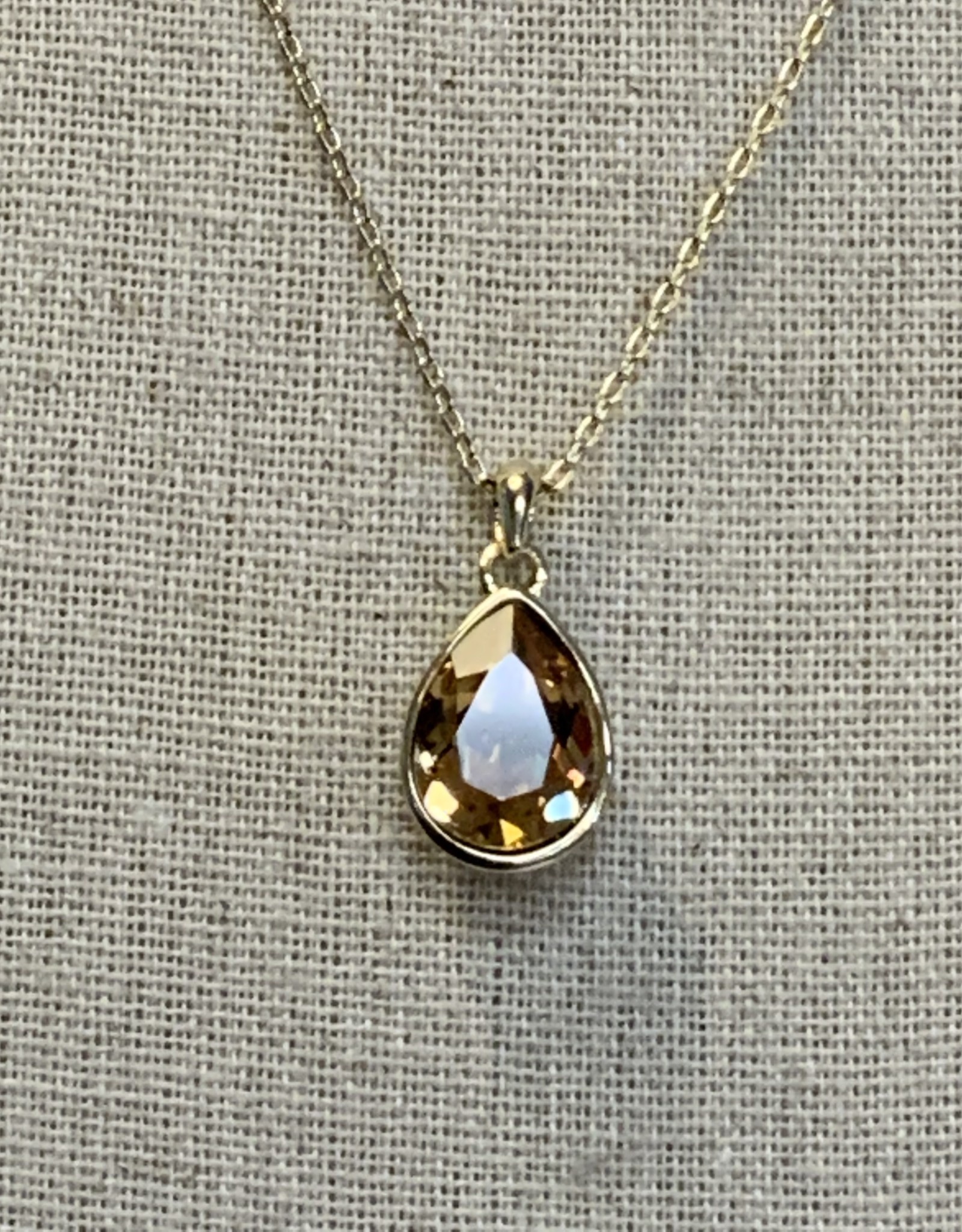 Swarovski Crystal Necklace Gold Teardrop