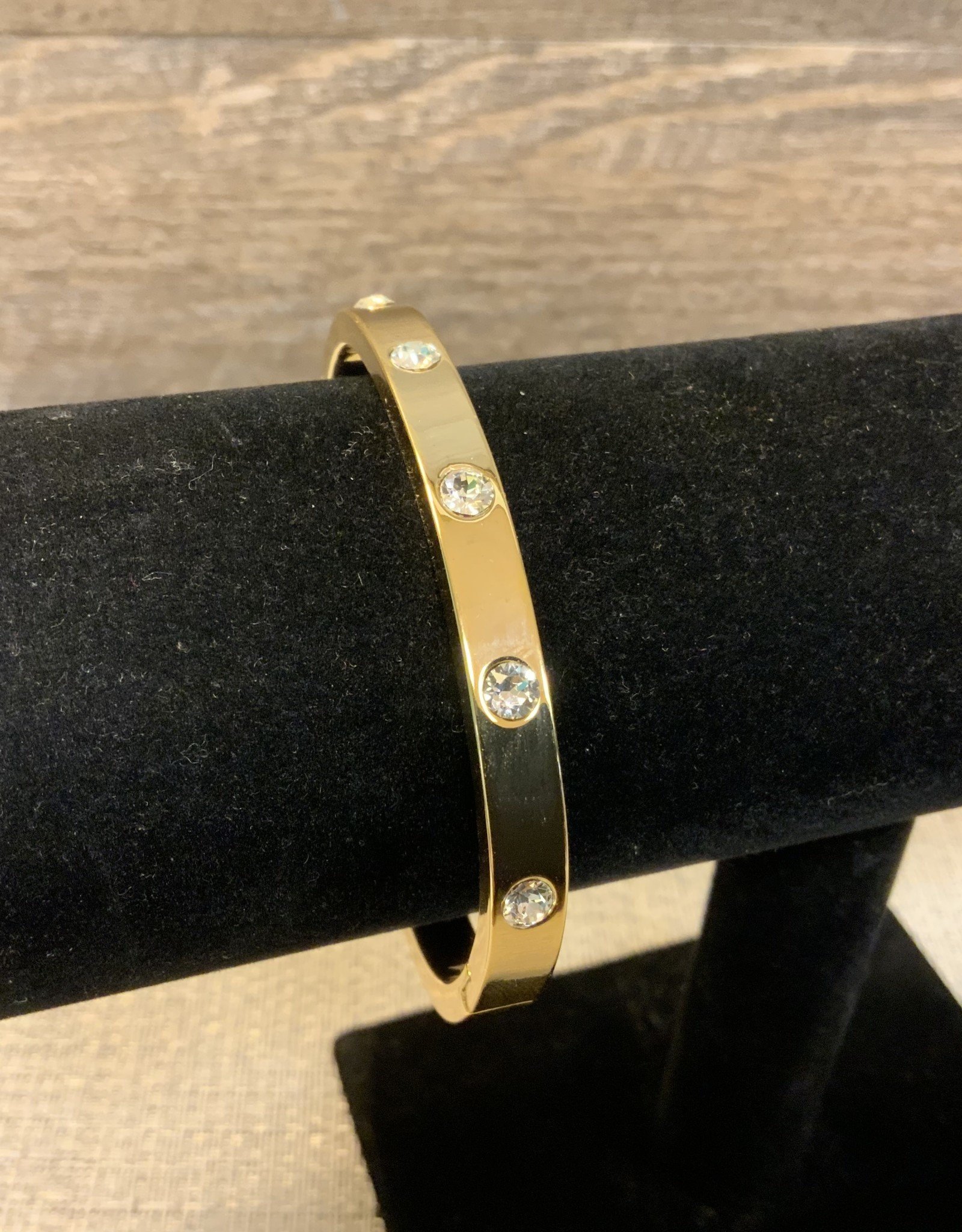 Swarovski Crystal Gold Bangle Bracelet - White - Evelie Blu Boutique