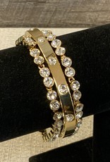 Swarovski Crystal Gold Bangle Bracelet - White