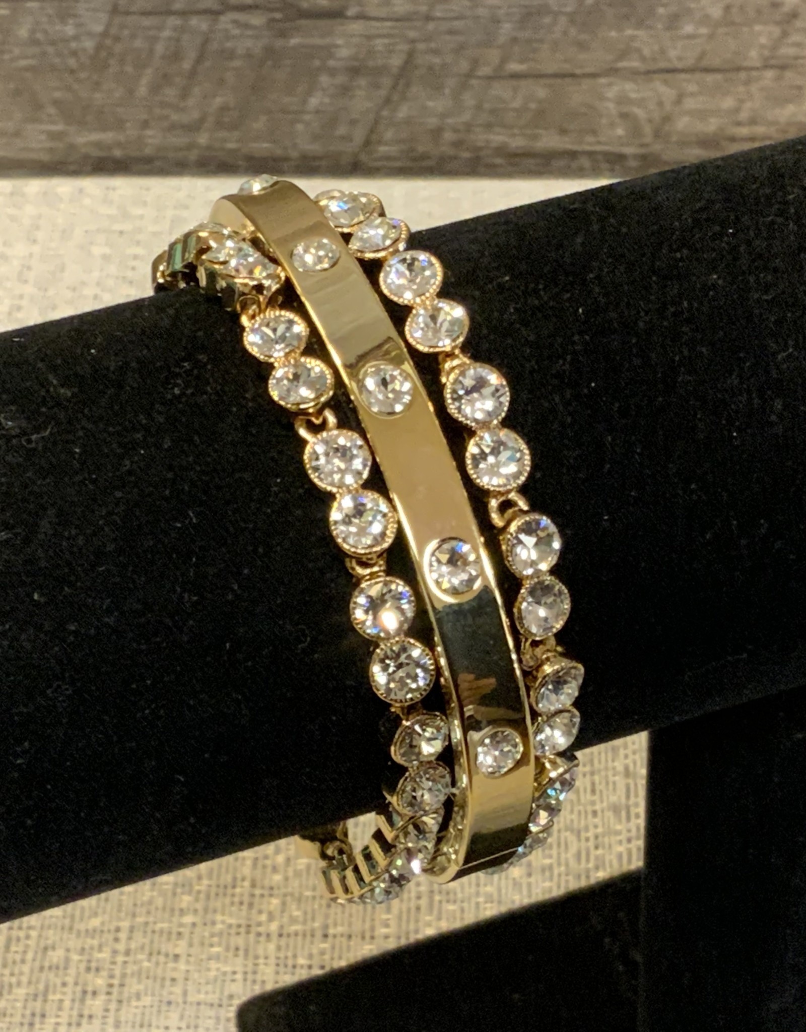 Swarovski Crystal Gold Bangle Bracelet - White