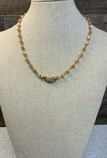 Gold Necklace w/Natural Beads & Stone