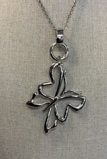 Silver Long Necklace w/Butterfly Pendant
