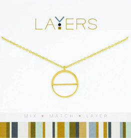 - Gold Circle w/Half Pearl Center Layers Necklace
