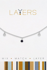 - Silver Jet Black Disc Layers Necklace