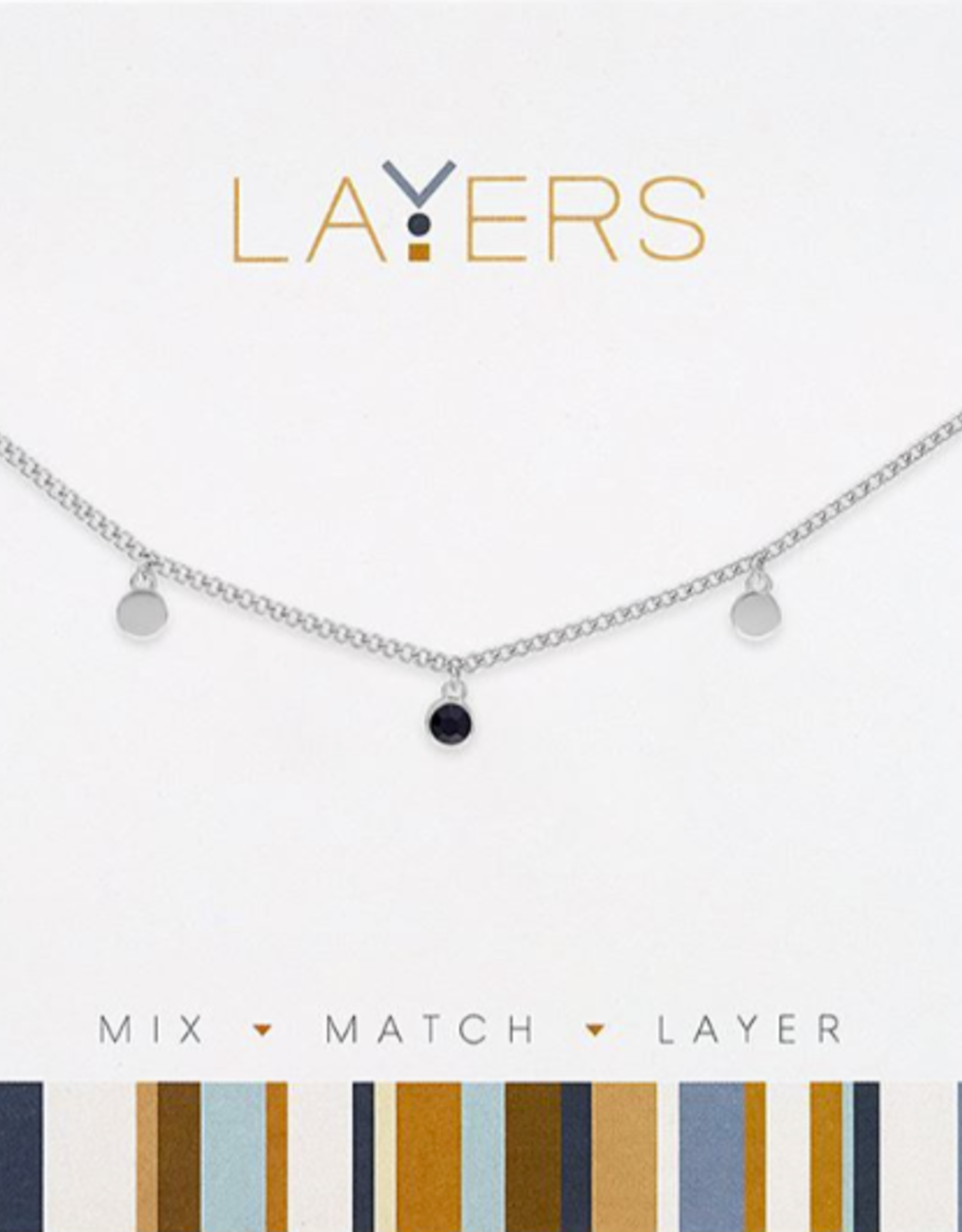 - Silver Jet Black Disc Layers Necklace