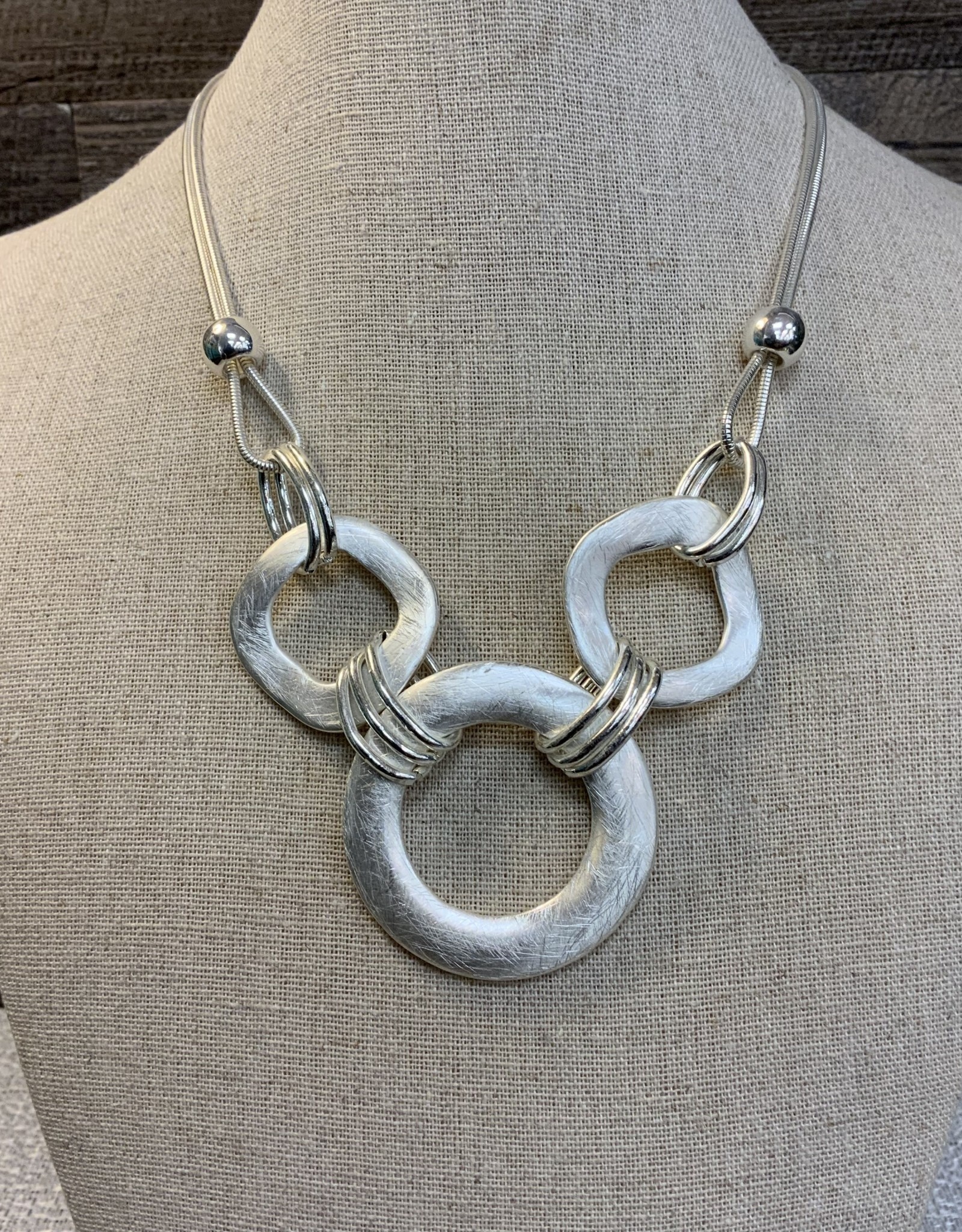 Silver Long Chain Rings Necklace - Evelie Blu Boutique