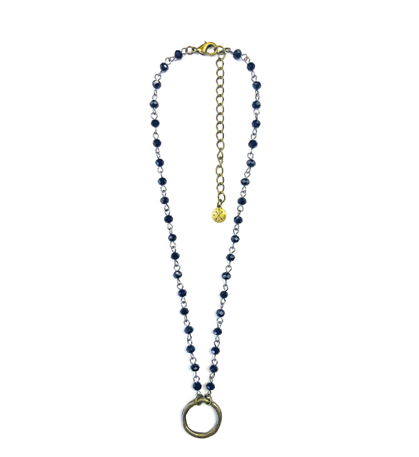 Gold Long Necklace w/Ivory Circle Beads - Evelie Blu Boutique