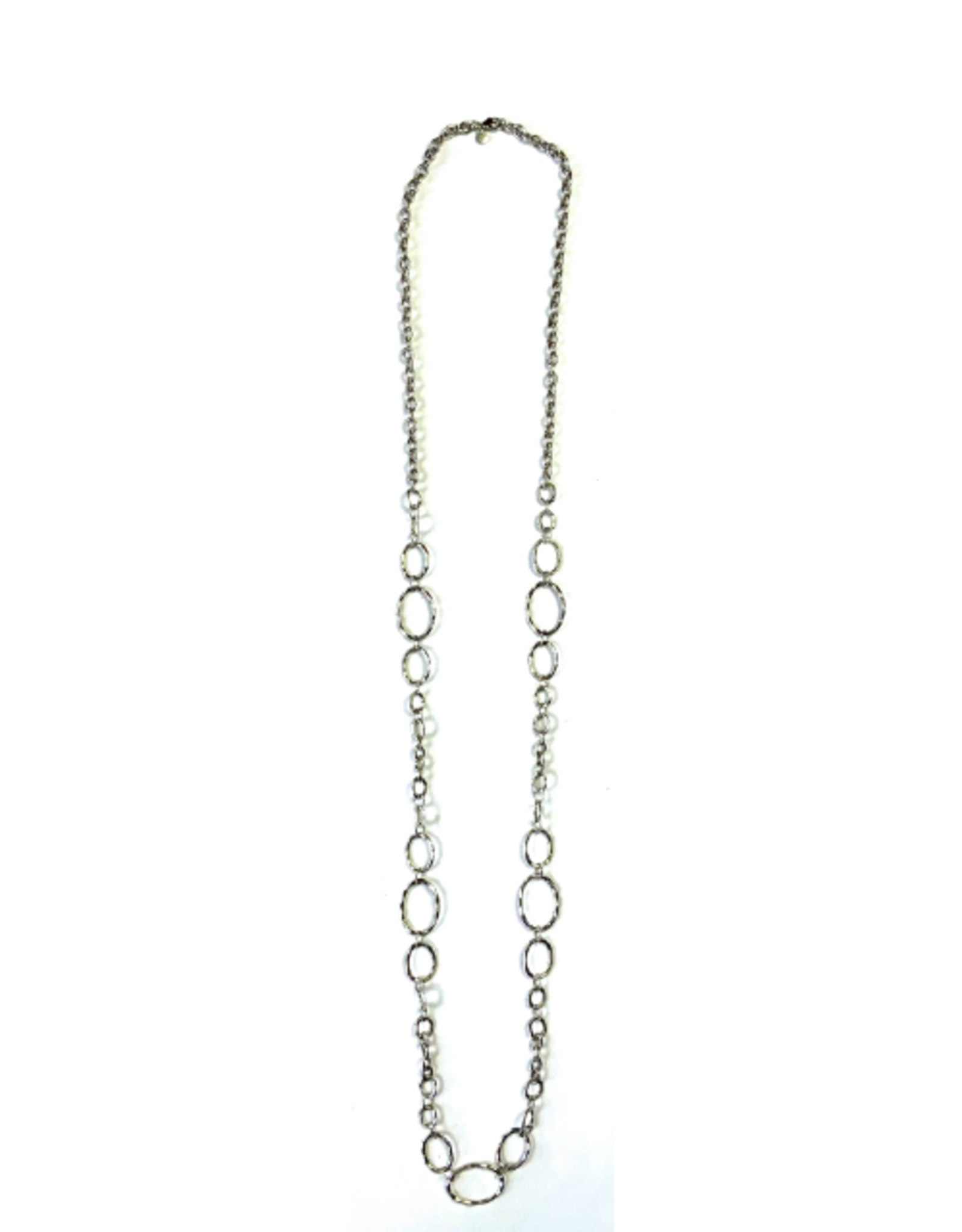 Silver Long Chain Rings Necklace