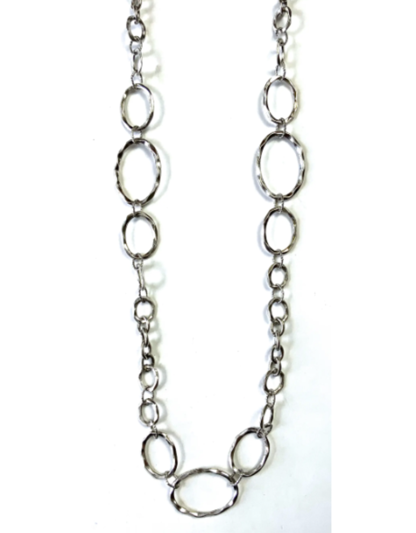 Silver Long Chain Rings Necklace