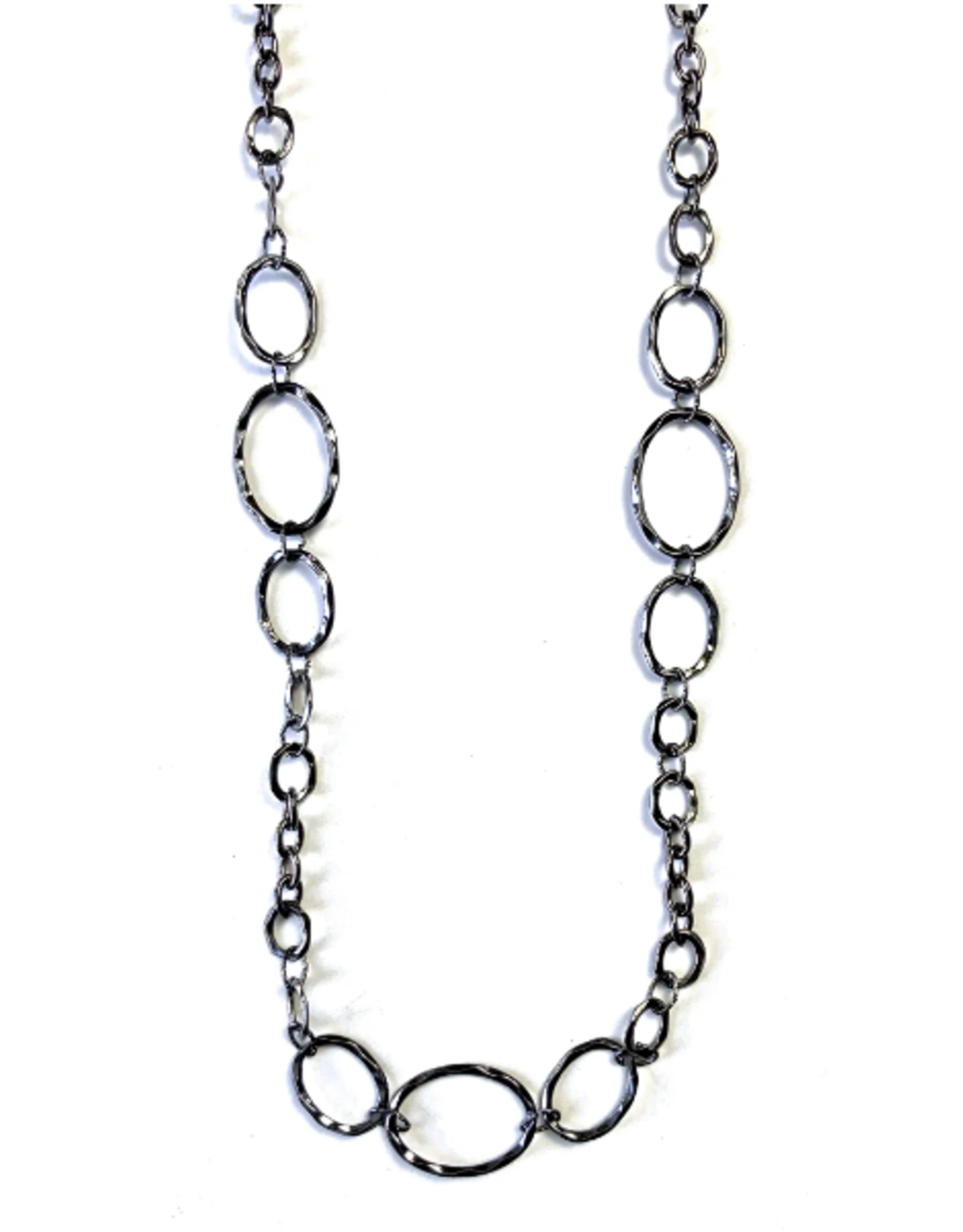 Hematite Long Chain Rings Necklace