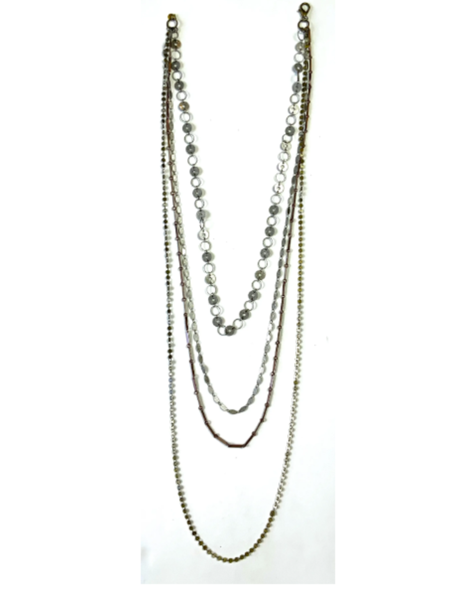 Silver Long Chain Rings Necklace - Evelie Blu Boutique