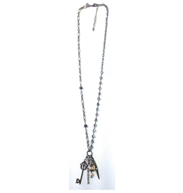 Bronze Long w/Bead & Charms Necklace