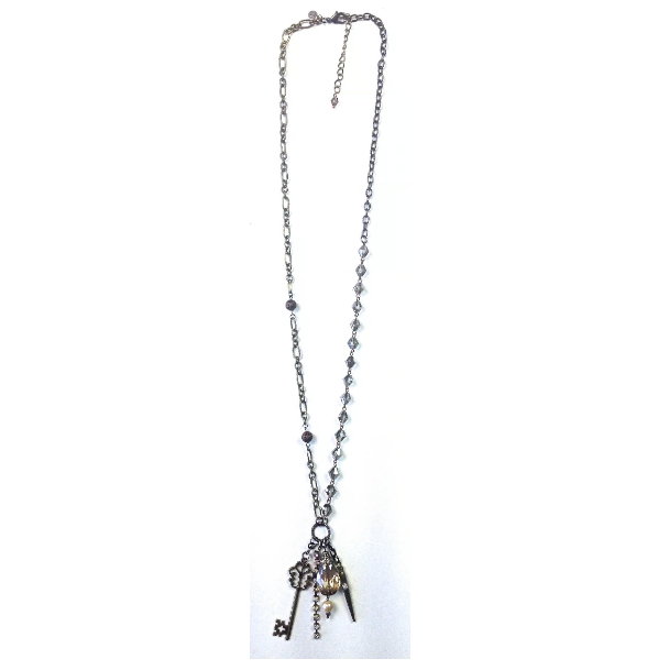 Silver Long Chain Rings Necklace - Evelie Blu Boutique