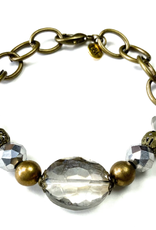 Bronze Links w/Crystal Beads Clasp Bracelet