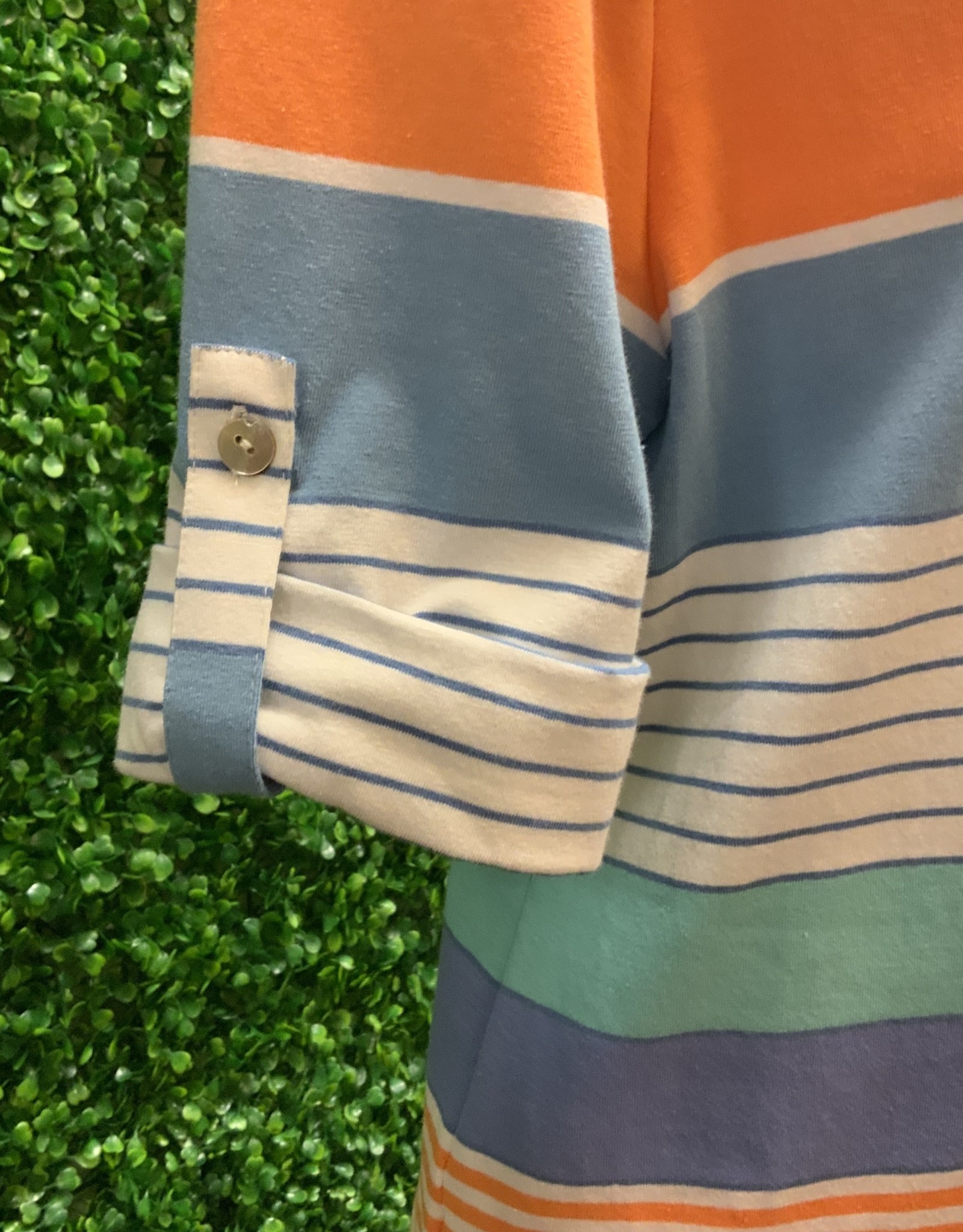 - Orange/Blue Multi Stripe Short Sleeve Top