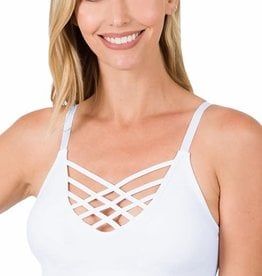 - White Criss Cross Bralette w/Removable Pads