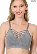 - Heather Grey Criss Cross Bralette w/Removable Pads