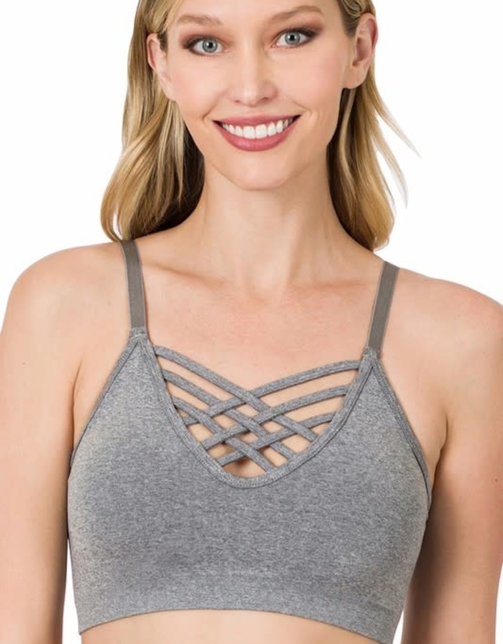 FRONT V-LATTICE BRALETTE WITH ADJUSTABLE STRAPS