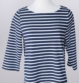 - Navy / White Stripe Round Neck  3/4 Sleeve Top